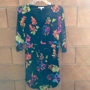 Navy floral dress with side pockets DR2